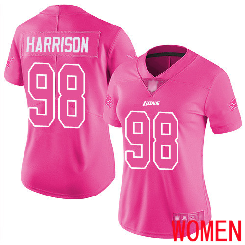 Detroit Lions Limited Pink Women Damon Harrison Jersey NFL Football 98 Rush Fashion